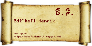 Békefi Henrik névjegykártya